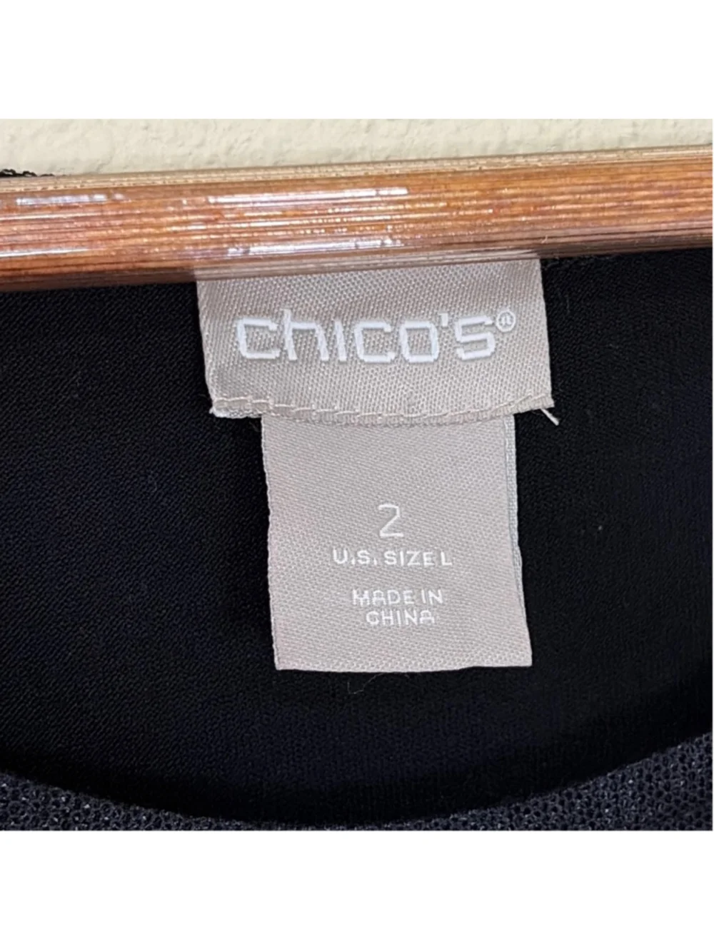 Chicos Womens Blouse Size L Black with Multi-color Detail